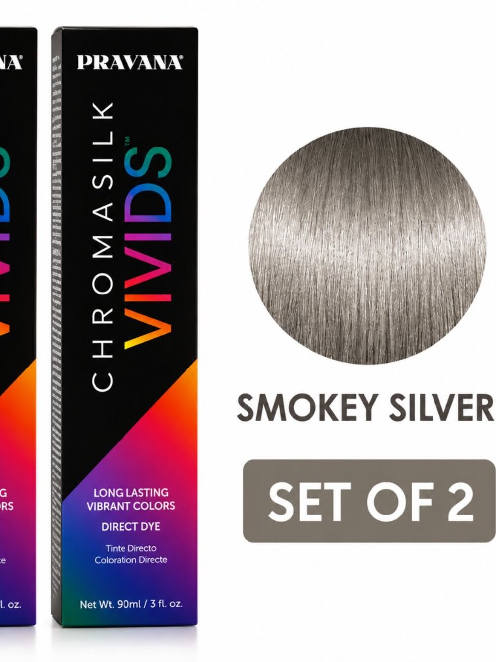 Pravana ChromaSilk Vivids Smokey Silver Hair Color Set of 2 | Semi-Permanent Dir